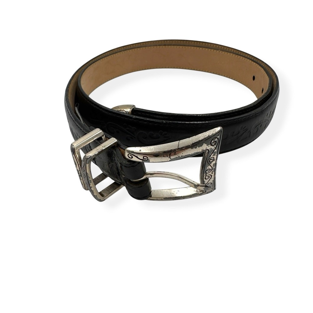 Onyx by Brighton Black Belt Size XL 36 Adjustable Silver-Tone Buckle Embossed